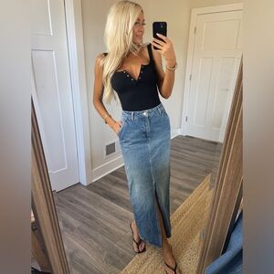 NA-KD Denim Midi Skirt